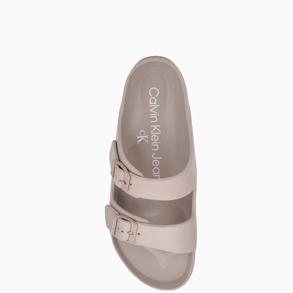 Calvin Klein Unisex Monogram Dual Strap Slide Sandals - Picture 2 of 4